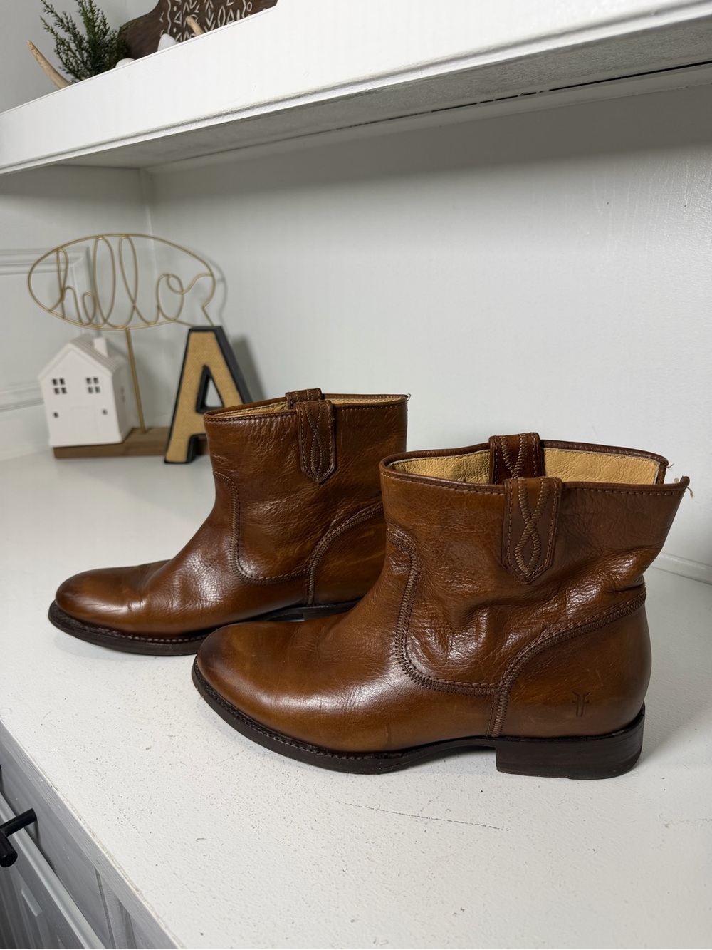 Frye Womens 10B Brown Leather Short Ankle Boots Vintage Western USA